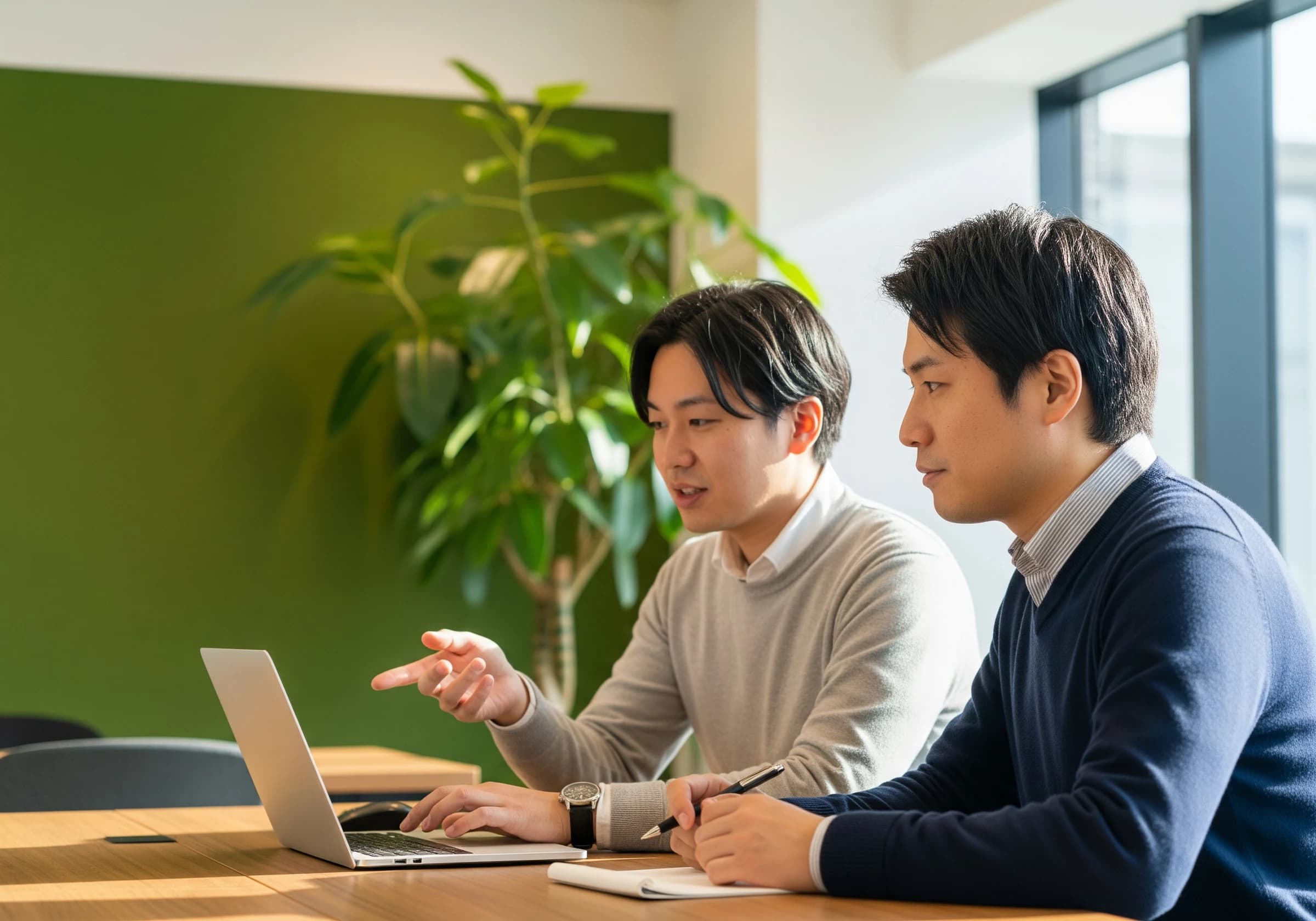 技術者が並んで開発に取り組む様子